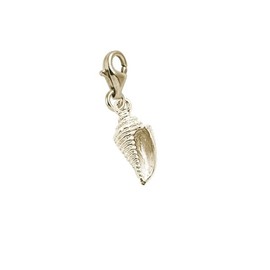 Gold Plated Shell Charm With Lobster Claw Clasp