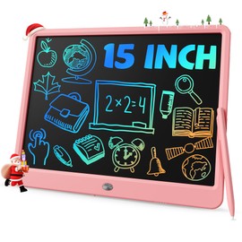TEKFUN Teen Girl Gifts Ideas, 15inch LCD Writing Tablet for Kids Age 8-10 and Up, Doodle Board 4 5 6 7 Year Old Girl Toys, Mothdays Day Gifts Homeschool Supplies Easter Gifts for Adults(Pink)