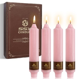 4 PCS Handmade Taper Candle Pink Small Candlesticks 7 inch Short Candlesticks for Dinner Household Wedding Party Home Décor Candlesticks…
