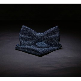 TIE G - Pajarita de terciopelo con purpurina para hombre + bolsillo cuadrado en caja de regalo para bodas, fiestas: efectos brillantes, diseño unisex, Azul francés centelleante, Reg