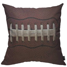 HOSNYE American Football Cotton Linen Throw Pillow Case Laces Detail Closeup Ball Pillow Cushion Covers Home Sofa Decorative 20 X 20 Inch