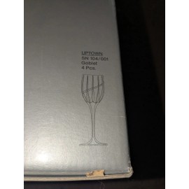 Mikasa Uptown Crystal Water Wine Goblet Glasses Set Of  Four In Original Box 9”