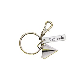 Fly Safe Keychain, Travelers Gift, Goodbye Gift, Pilot's Gift, Stewardess Gift, Plane Charm, Good Luck, Going Away Present, Helicopter Charm