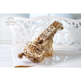 UGears Mechanical Models 3-D Wooden Puzzle - Mechanical Hurdy-Gurdy Musical Instrument
