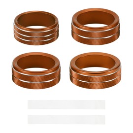REPAIROCK 4 Pcs Air Conditioner Audio Headlight Control Switch Knob Cover Ring for Jeep Wrangler JL JLU 2018-2024 Air Conditioning Button Cover Trim Orange