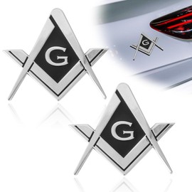 2 emblemas masónicos de coche de 2.75 pulgadas, brújula de auto camión de metal, cuadrado Mason para regalo de motocicleta, accesorios de decoración de automóvil