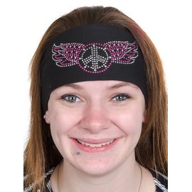 Skull Cap Head Wrap: Womens Headbands: Biker Chick Headwear: Símbolo de la paz (3 colores), Rosado