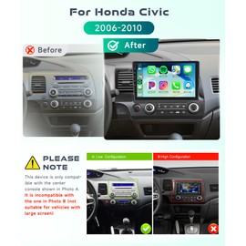 [4G+64G] for Honda Civic 2006-2011 Android Car Stereo with Wireless CarPlay Android Auto,10.1 Inch Android 13 IPS Touchscreen Car Audio Support Bluetooth GPS WiFi DSP Audio HD Rear Camera