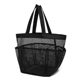 Karsaer G0098 Beach Bag, Pool Bag, Lightweight, Large Capacity, Waterproof, Foldable, Mesh Bag, Tote, Sandbox, Beach, Shopping, Swimming, Gym, Spa, Hot Spa, Travel Bag, Black