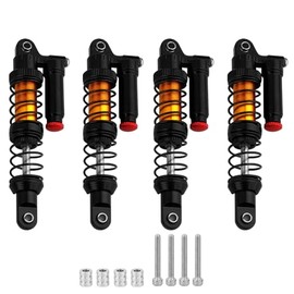 RZXYLRC Metal Adjustable Piggyback Shock Absorber Oil Damper for 1/10 RC Crawler Axial SCX10 i ii iii PRO Capra Tamiya CC01 D90 TRX4 HPI Upgrades (black, 80mm)