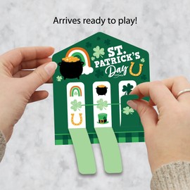 Big Dot of Happiness Shamrock St. Patrick's Day - Saint Paddy's Day Party Game Pickle Cards - Pull Tabs 3-in-a-Row - Set of 12