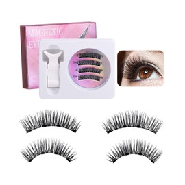BARRU 1 Pair of 3D Magnetic Eyelashes - Natural Look Set without Glue, Reusable & Waterproof - Easy to Wear with Applicator, No Eyeliner Required (02)