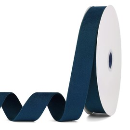 Pieaary Cinta de terciopelo azul marino de 1 pulgada x 20 yardas, cinta de terciopelo premium de doble cara para envolver regalos, manualidades hechas a mano, confección de lazos, decoración de