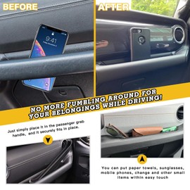 x xotic tech GrabTray Passenger Storage Tray Organizer Grab Handle Storage Box Compartment Compatible with Jeep Wrangler JL JLU & Gladiator JT 2018-2023, Car Interior Accessories