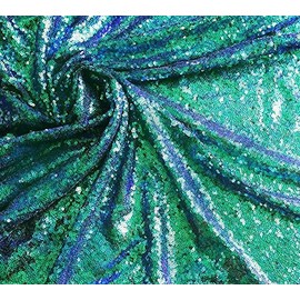 3mm Mini Sequins Fabric Iridescent Glitter Sequins Mermaid Tail Sequins 1 Way Stretch 120cm wide (sold by the metre) Iridescent Green