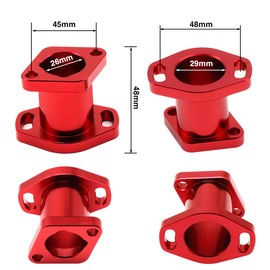 Racing Intake Pipe Mainfold CNC Aluminum Motorcycle Carburetor Intake Manifold for VM22 PZ19 PZ26 Predator 212cc 196cc 6.5HP GX160 GX200 OHV Clone Engines Mini Bike Go Kart (Red)