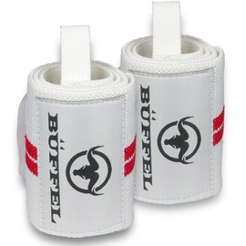 BÜFFEL Wrist Wraps, Wrist Support, Weight Training, 2-Piece Set, 23.6 x 3.1 inches (60 x 8 cm), Wrist Training, Wrist Strap, Wrist Fixation, Weight Training, Fixing Weights, (White)