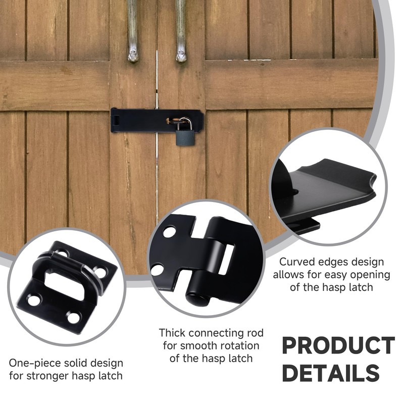 7-1/2 Inch Hasp Latch Heavy Duty, 2 Pcs Stainless Steel