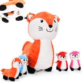 Stuffed Fox Baby - Cute Fox Plush - Huggable Mommy Fox and 4 Adorable Baby Foxes - Multicolored Fox Stuffed Animal for Baby - Perfect as Pillow and Play Companion-Adorable Baby Foxy Family