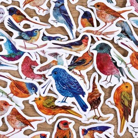 Bird Stickers, Obujopal 46PCS Small Fly Bird Stickers for Junk Journal Scrapbooking Bullet Journal Kids DIY Planners Collage Diary Album Laptop Phone Cases and Art Crafts, 23 Patterns