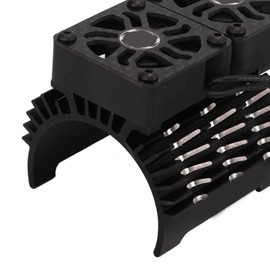 RC Brushless Motor Fan, Double Fan, 40-42 mm, Aluminium, RC Car Heatsink for 1/8 Remote Controlled Car (Black)