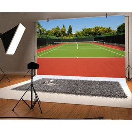 7x5ft Tennis Court Background Classic Red Track Green Ground Sport Net