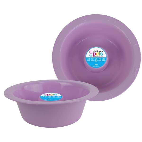 Platinum Pets Switchin Slow Eating Stainless Steel Wide Rimmed Dog/Cat Bowl 50 oz, Sweet Lilac, Large