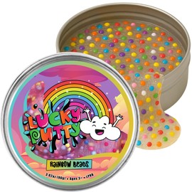 Lucky Putty's Rainbow Beads - 3.2oz Clear Slime Toy in Protective Tin - Stretch, Bounce, Pop, Tear, Sculpt - Stress-Reliever, Creativity Enhancer, Sensory Play for All Ages