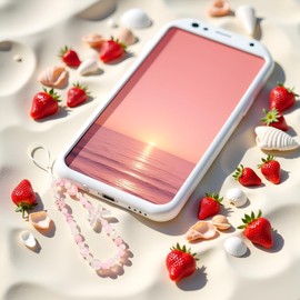 Jowxsx Pink Cute Strawberry Phone Charms Strap, Cell Phone Charms Aesthetic Love Chain Girl, Pearl Beaded Lanyard Cell Phones and Accessories