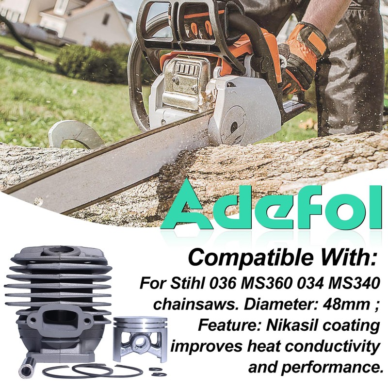 Adefol 48mm Cylinder Piston Kit for STIHL 036 034 MS360