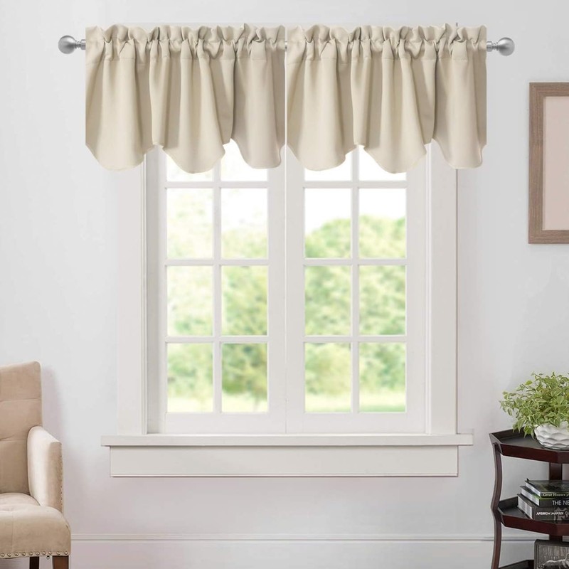 Aquazolax Window Treatments Curtain Valance Rod Pocket Top Scalloped Valance