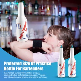 Gokelomg 2 Flair Bottle, Cocktail Shaker, Flair Bartender Set, Training Bottle, Flair Bartender Exercise and Performance Bottle, Bartending Bar Pub Bottle 25 oz/750 ml (White