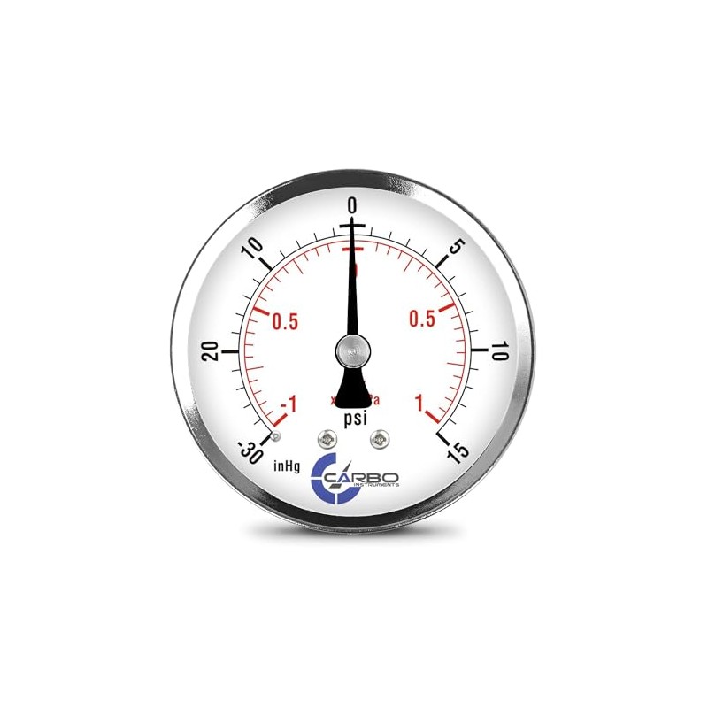 CARBO Instruments 2-1/2" Pressure Gauge, Chrome Plated Steel Case, Dry,