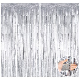 Samcos Tassel Curtain Set of 2, 39.4 x 78.7 inches (100 x 200 cm), Glitter, Fringe Curtain, Background, Bright Glossy, Birthday, Wedding, Year-end Party, Decoration, Glamorous Metallic, Room