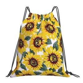Richugui Retro Backpack with Drawstring, Sunflowers, Drawstring, Sports Bag, Gym Bag for Men and Women, Backpacks, Training, Yoga Bag, Black, One Size, black
