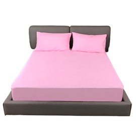 Fitted Sheet 40CM Deep Bed Sheet King Size 152X200CM Pink Hotel Quality Microfiber (Pink, King)
