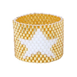 KELITCH Sweet Heart Miyuki Beads Rings Stackable Rings Colourful Rings Cuckle Rings Women's Handmade Jewellery, Miyuki