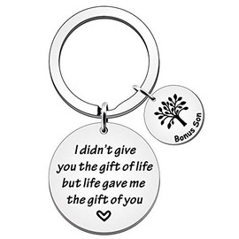 SMARGO Bonus Son Keyring Son in Law I Didn't Give You The Gift of Life Keychain Birthday Christmas for Step Son Family Tree Key Ring