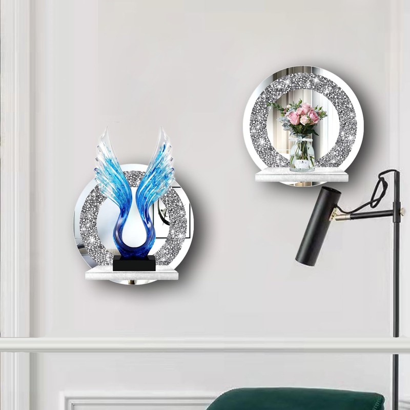 ZOLAPI Set of 2 Crystal Crush Diamond Candle Sconces, Gorgeous