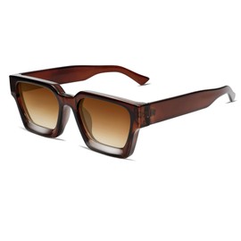 VANLINKER Thick Square Sunglasses for Men Women Retro Chunky Rectangle Shades UV400 Protection VL9731, C3.8 - Brown / Gradient Brown, Medium