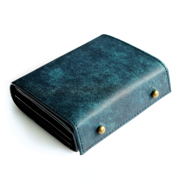 IrideScent PUEBLO Men's Bi-fold Wallet, Box-shaped Coin Purse, Italian Leather,