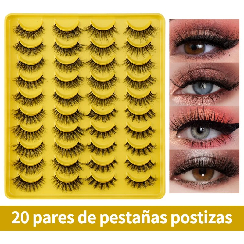 20 Pares De Pestañas Postizas 3d Mixtas Visón Hecho Mano
