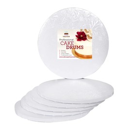 12 Inches White Round Sturdy Cake Board Drums for Displaying Cakes, 1/2 Inch Thick, (6-Pack)