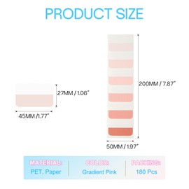 PATIKIL Clear Index Sticky Tabs, 180 Pcs Large Transparent Sticky Notes Bookmarks Planner Stickers Page Tabs for Office Notebooks File Folder Ledger Book, Gradient Pink