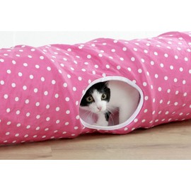 Kerbl Cat Tunnel Puntino Pink/White