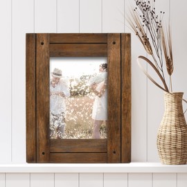Prinz Homestead 5x7 Dark Walnut Picture Frame, Distressed Wood Photo Frames, Two-Way Easel, Tabletop or Wall-Mounted - Set of 2