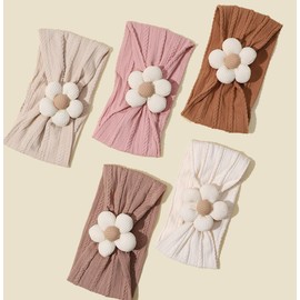 Baby Girls Headbands Girls Headband Nylon Wide Hair Band, Soft in Five Colors,White Beige, Light Grey,pink,wormy,