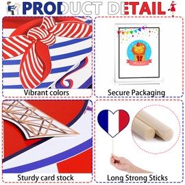 French Photo Booth Props, 40pcs France Photo Booth Props, Htabiol France Party Decorations, French Party Decorations, Suit for France Decor, French Decor, Paris Party Decor, French Themed Party Decor