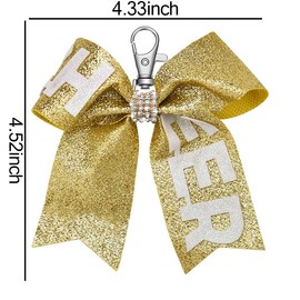 Gold Cheer Bow Glitter Keychain for Backpack Cheer Bag Accessories for Women Girls Cheerleader Birthday Gifts for Best Friend Bestie Cheering Stuff for Kids Toddlers Cheer Bow Charms for Handbag Bags