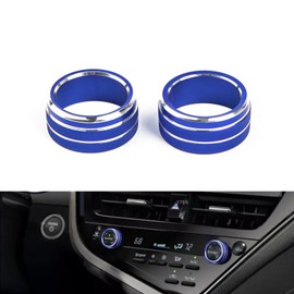 Xotic Tech 2pcs Centre Console AC Climate Control Knob Surrounding Ring Decoration Covers Compatible with Toyota Camry 2021 2022 2023 2024 (Blue)